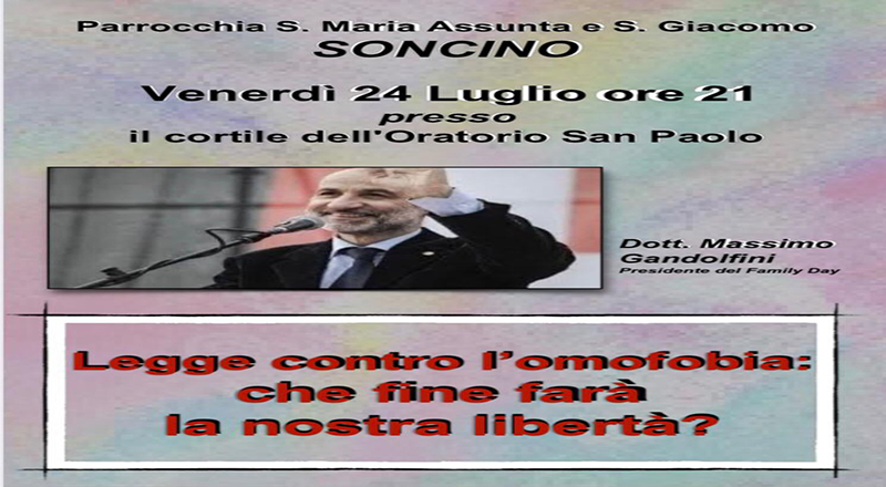 Serata col dottor Gandolfini per parlare dei contenuti della legge contro l’omofobia