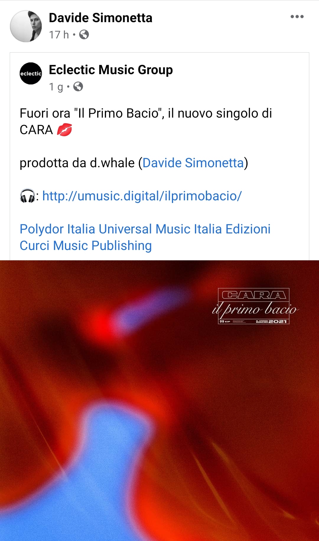 Prodotta da Davide Simonetta (d.whale) esce “Il primo bacio”, il nuovo singolo della cantante (cremasca) CARA. Sarà il pezzo dell’estate 2021?
