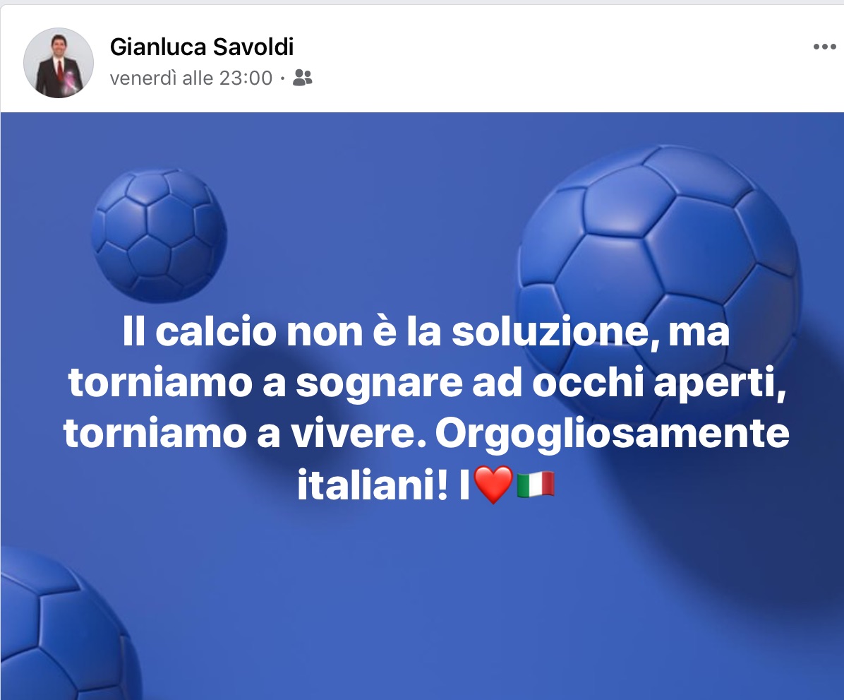 Gianluca Savoldi, PopSindaco d’Italia e Moscazzano (il Borgo dai Tortelli Cremaschi più buoni del Granducato) porta fortuna all’Italia