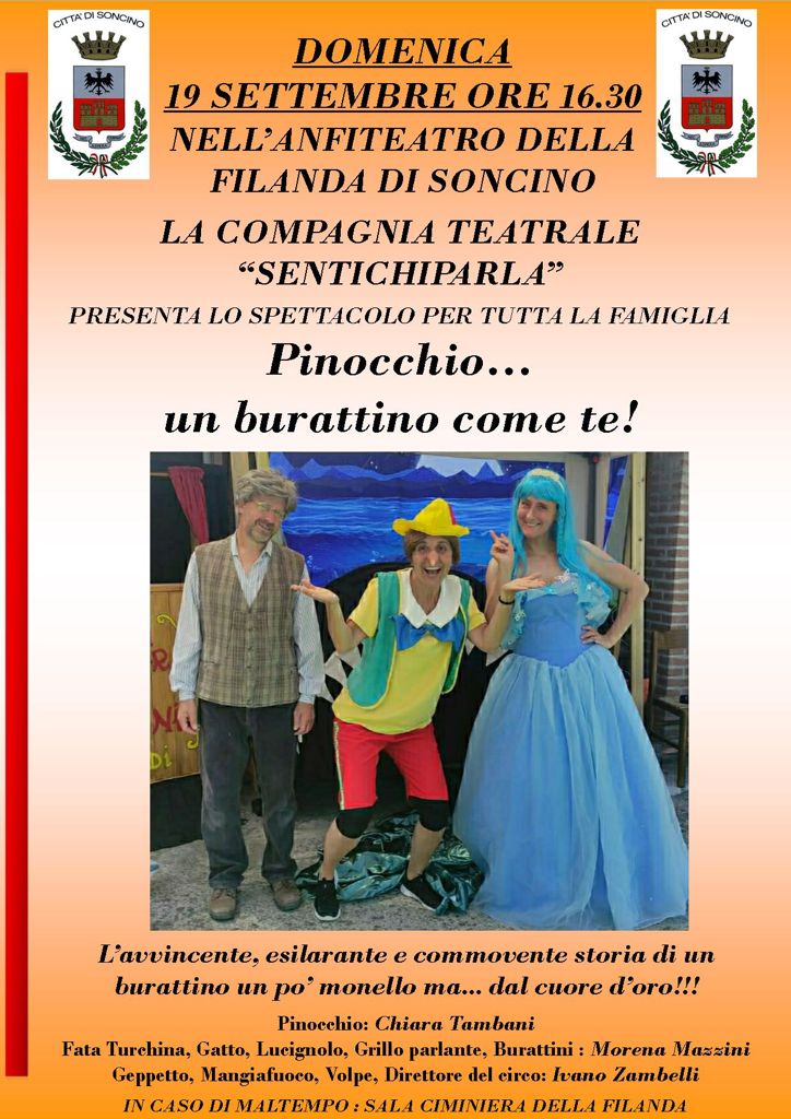 Grandioso a Soncino, PopBorgo d’Italia: domenica prossima sarà tempo di spettacolo teatrale con “Pinocchio un burattino come te”