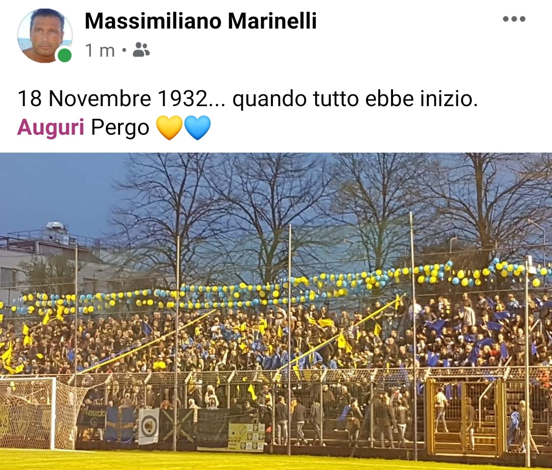Gli auguri social del presidente del Pergo Massimiliano Marinelli al team gialloblù per il compleanno – anniversario della società  