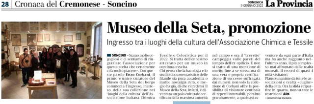 Gli “Amici della Rocca” di Soncino, PopBorgo d’Italia, omaggiano Enzo Corbani per il bellissimo Museo della Seta