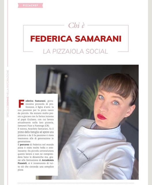 “La Pizzaiola Social”: Federica Samarani, maestra Pizzaiola Rock, protagonista di un bel servizio sul magazine Ristorazione Italiana