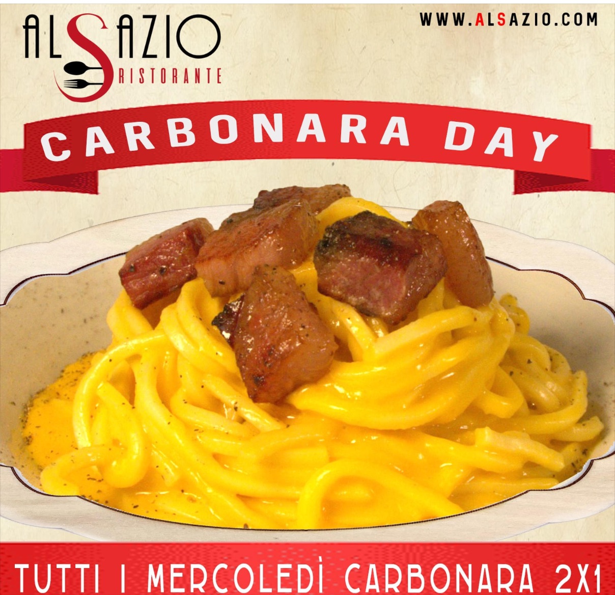 Al ristorante AL Sazio di Lodi, tutti i mercoledì di primavera sarà tempo di Carbonara Day! Ah che notizia gustosa!