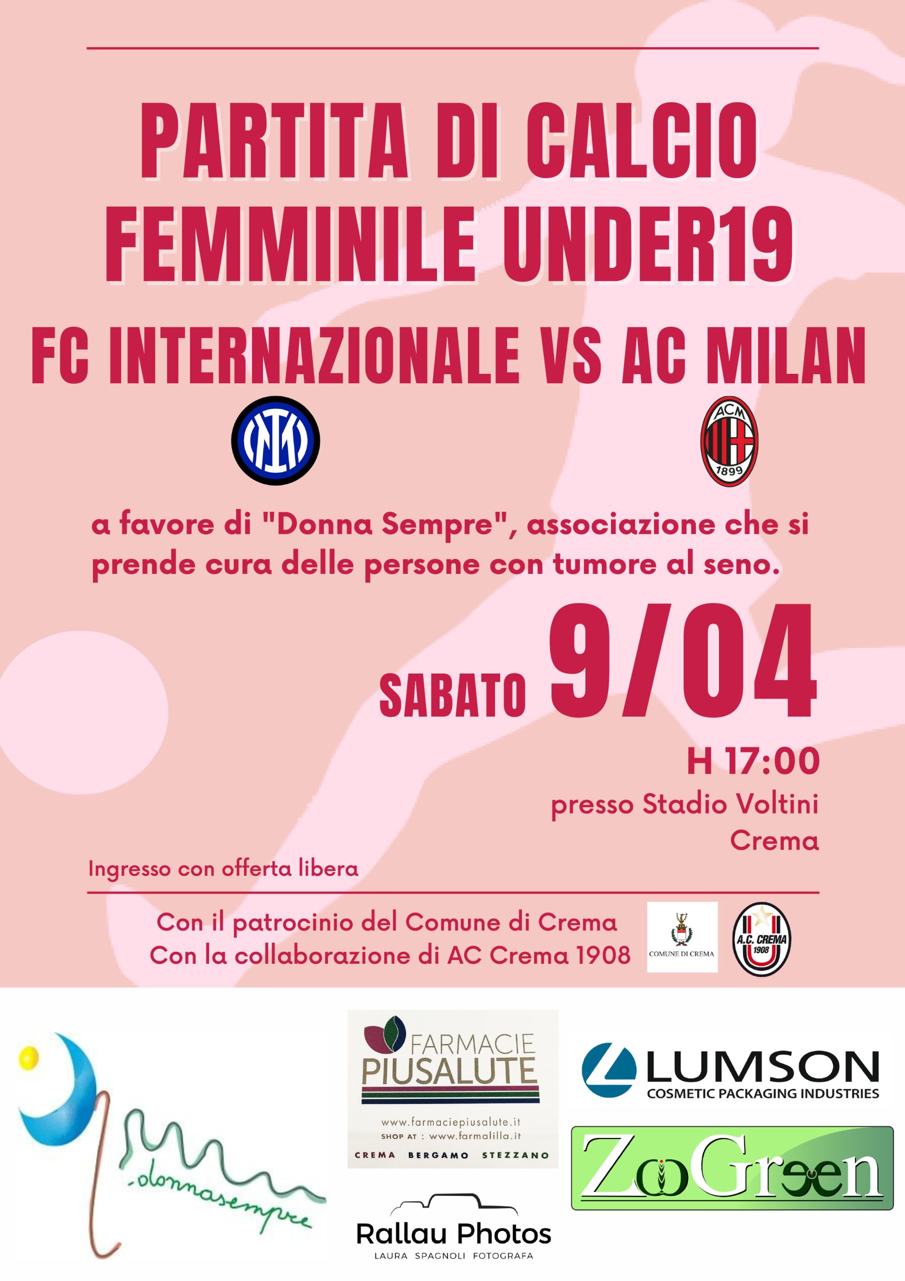 Inter Milan al femminile per Donna Sempre al Voltini il 9 aprile