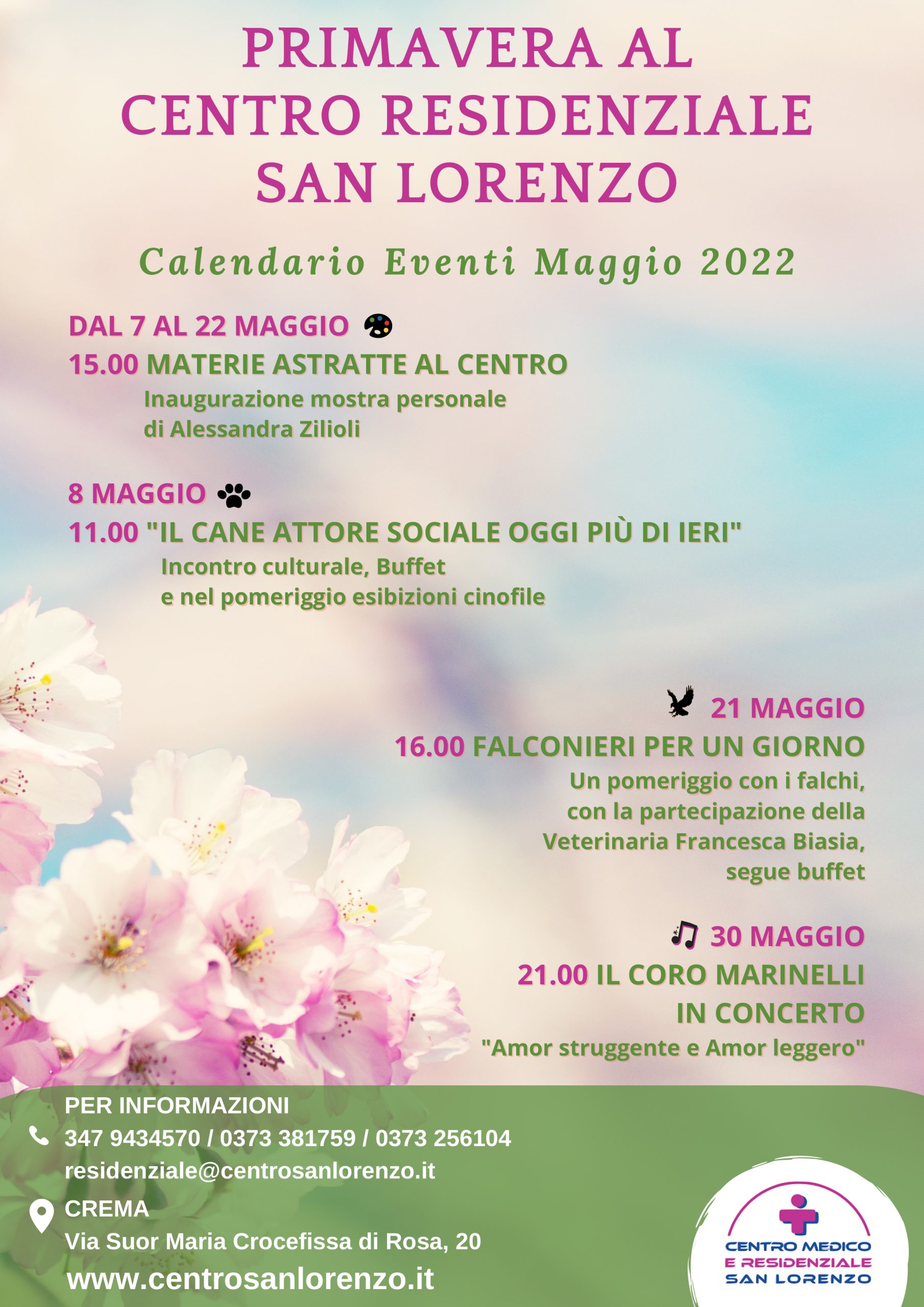 Un calendario ricco di eventi aperti al pubblico al Centro Residenziale San Lorenzo di Crema