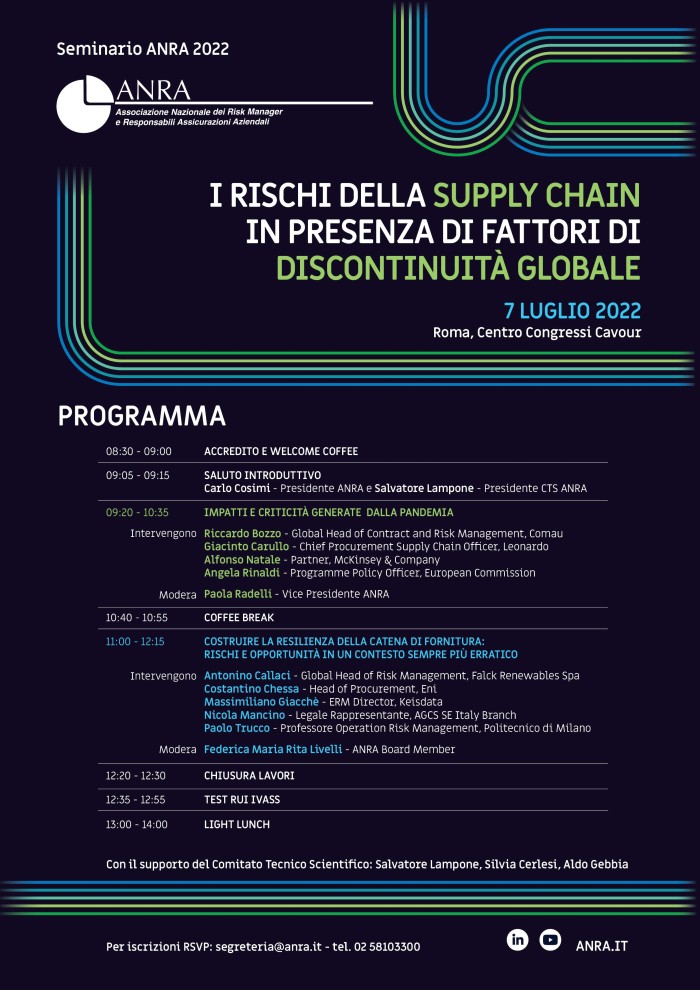 Seminario Anra 2022, i rischi della supply chain