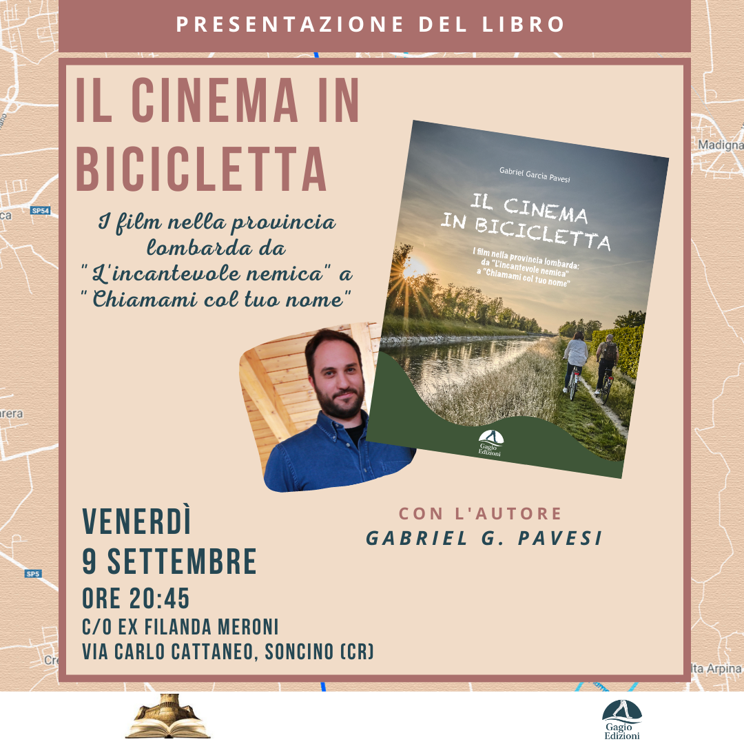 Presentazione del libro “Il cinema in bicicletta” a Soncino il 9 settembre
