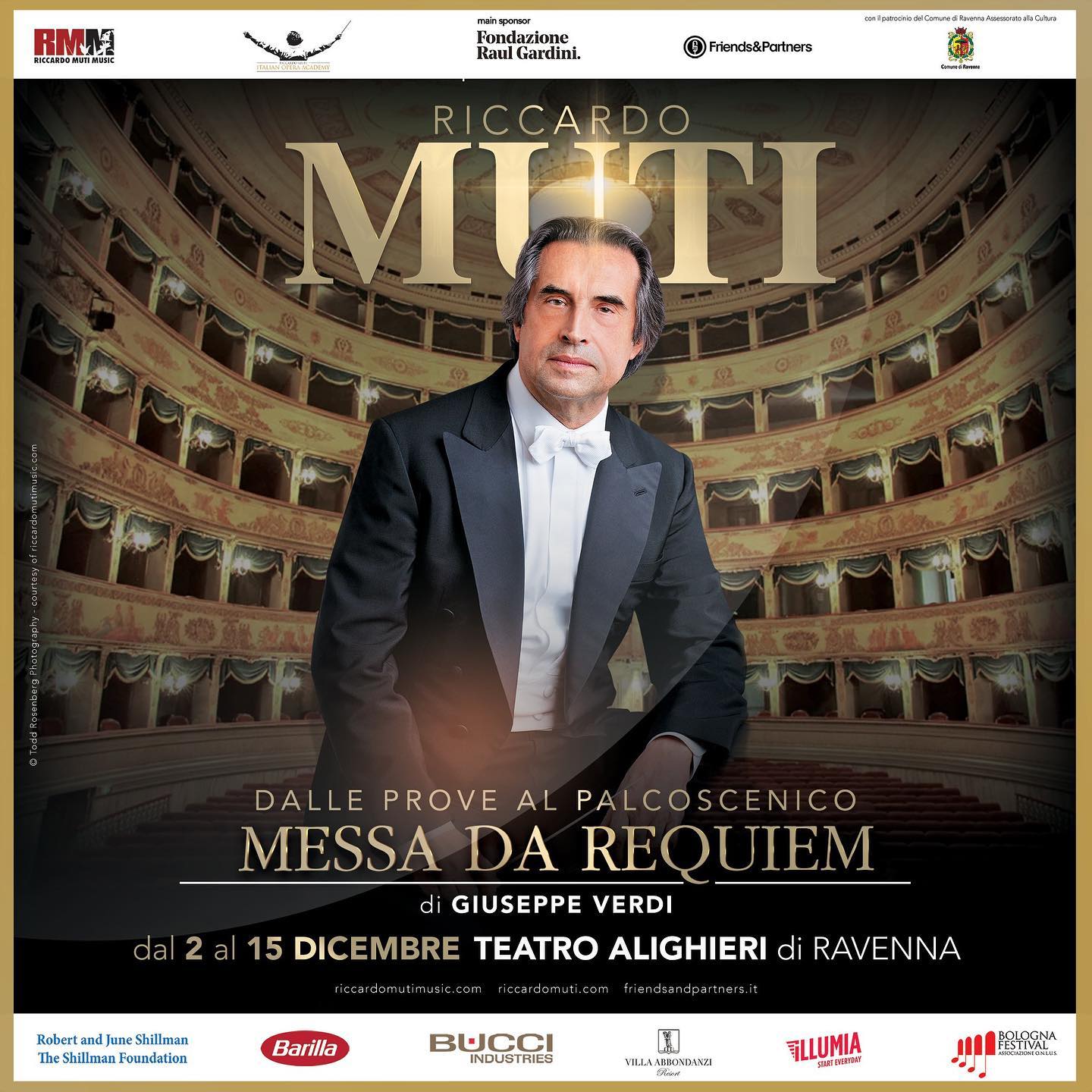 Dal 2 al 15 dicembre al Teatro Alighieri di Ravenna, il Maestro Riccardo Muti presenterà e dirigerà la Messa da Requiem di Giuseppe Verdi