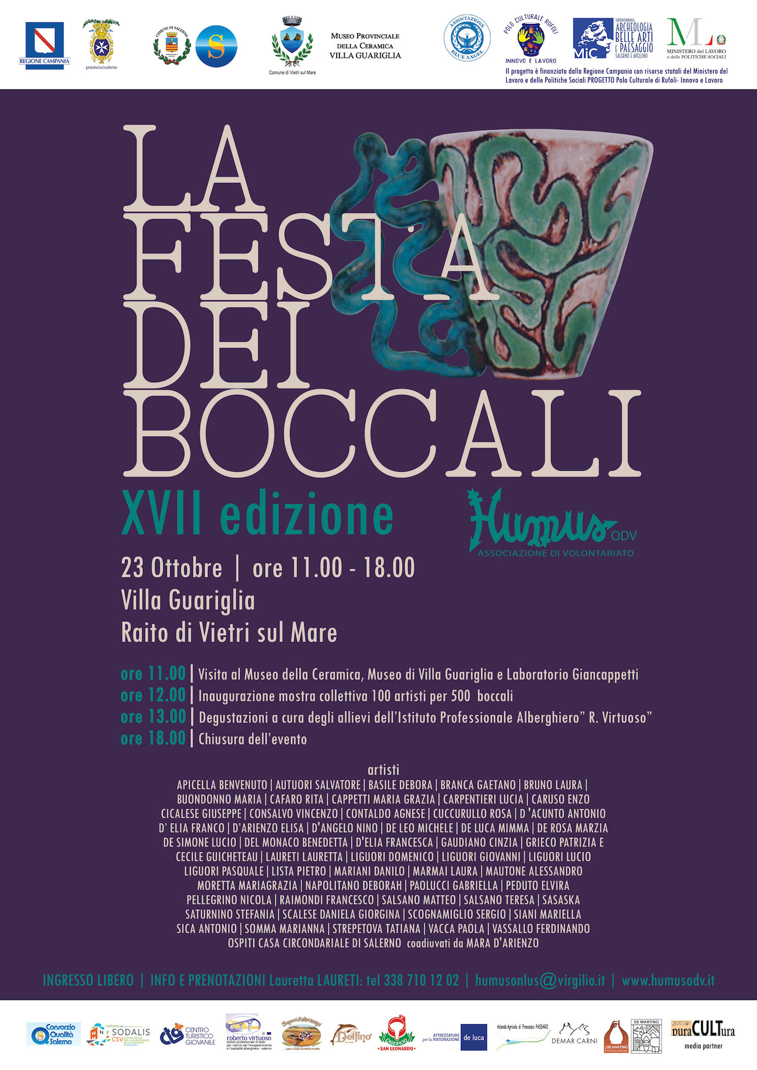 XVII edizione della Festa dei Boccali domenica 23 ottobre alle h.11 a Vietri sul Mare a Villa Guariglia 