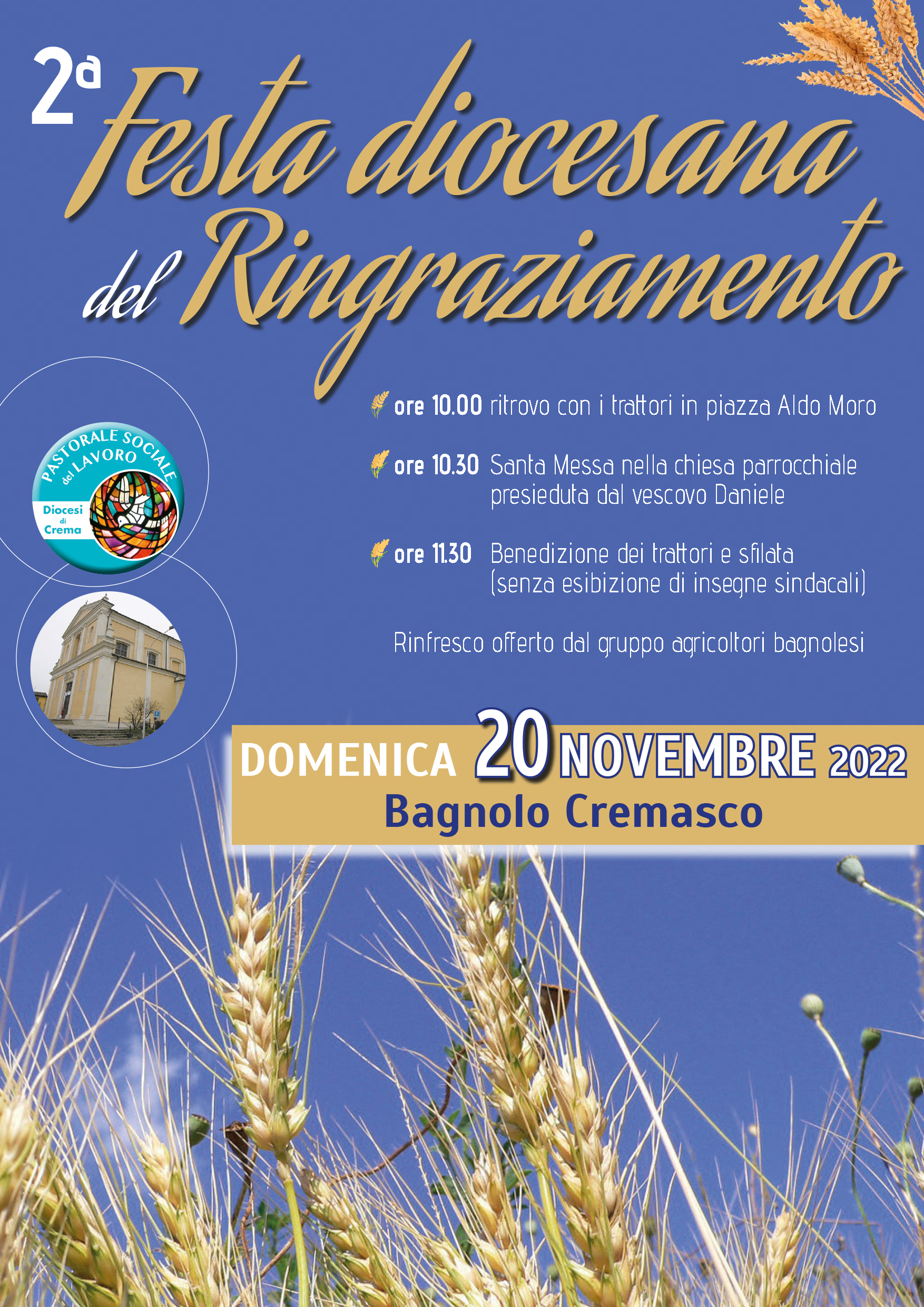 Domenica 20 novembrea Bagnolo Cremasco 2a Festa diocesana del Ringraziamento