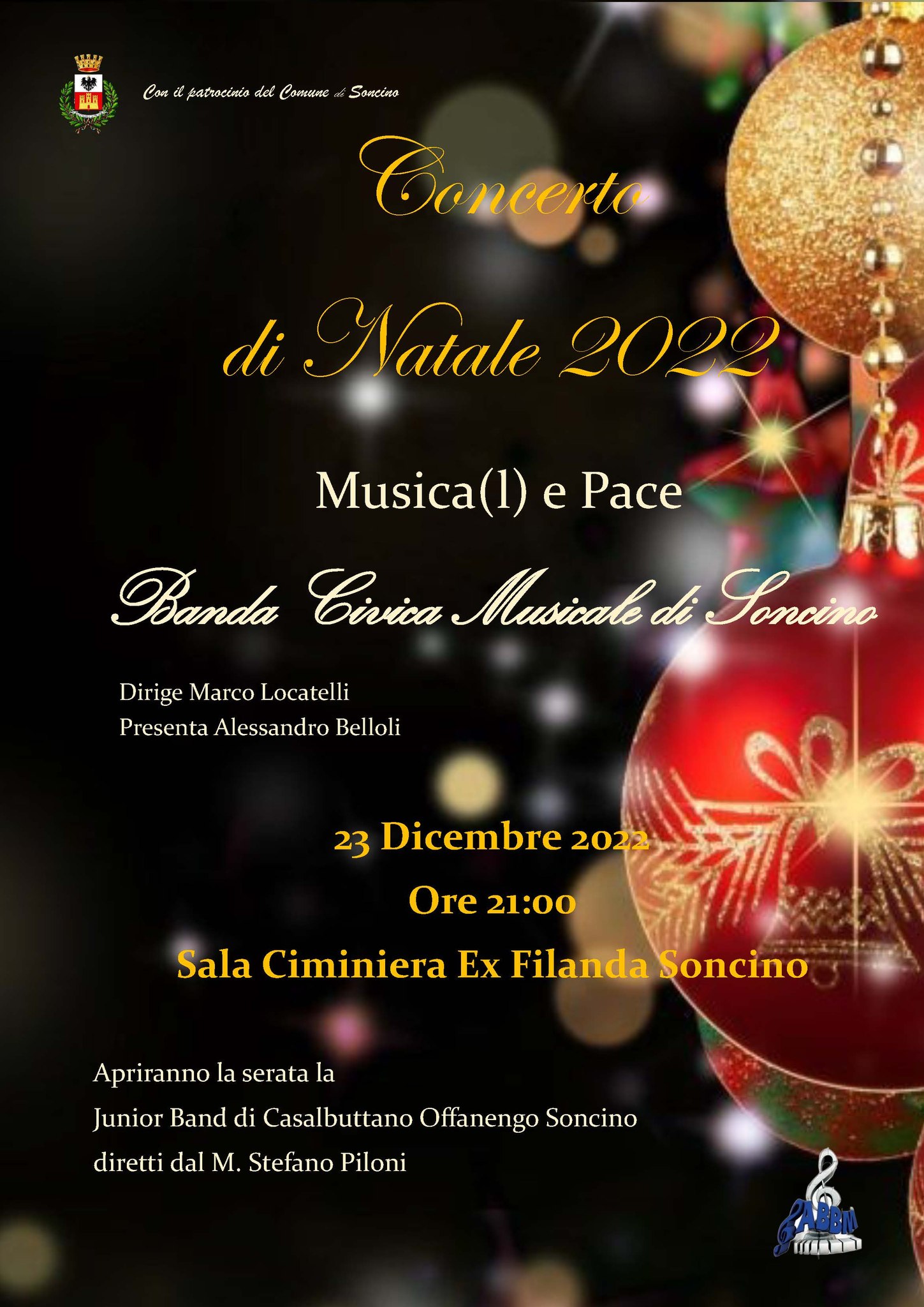Il concerto della Banda Civica Musicale di Soncino il 23 dicembre alla Filanda