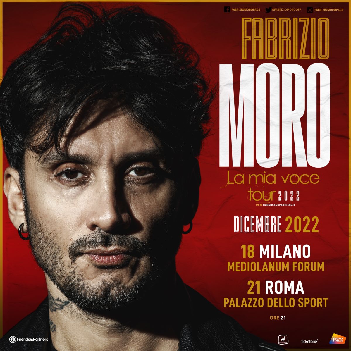 Fabrizio Moro torna live con gli ultimi due attesi appuntamenti a Milano e Roma