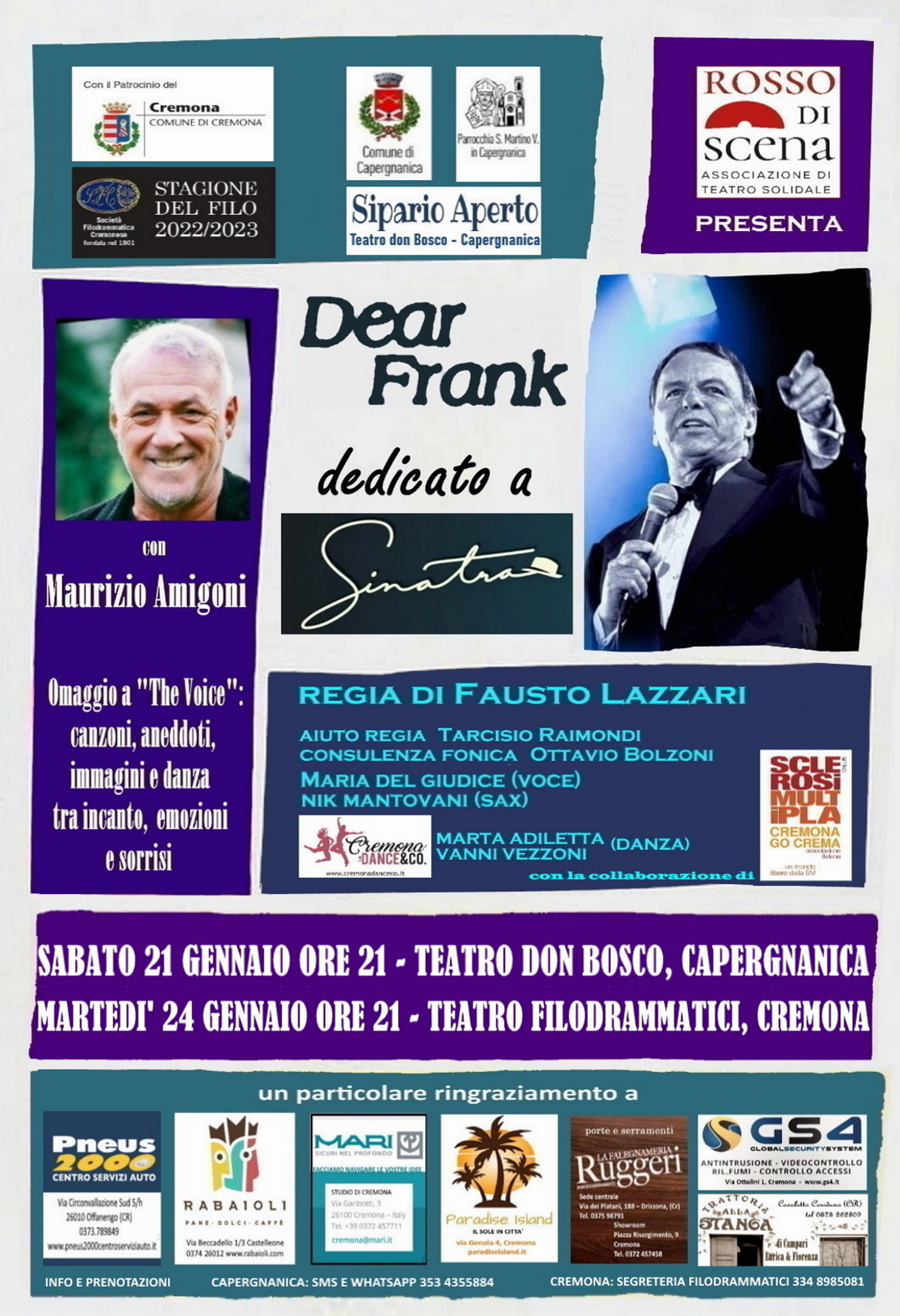 Dear Frank, in scena a Capergnanica l’omaggio a Frank Sinatra