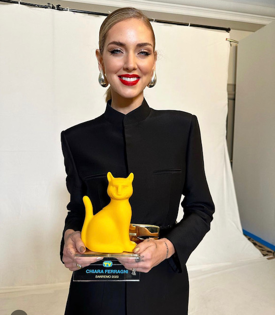 Chiara Ferragni premiata col Telegatto per il suo debutto televisivo a Sanremo