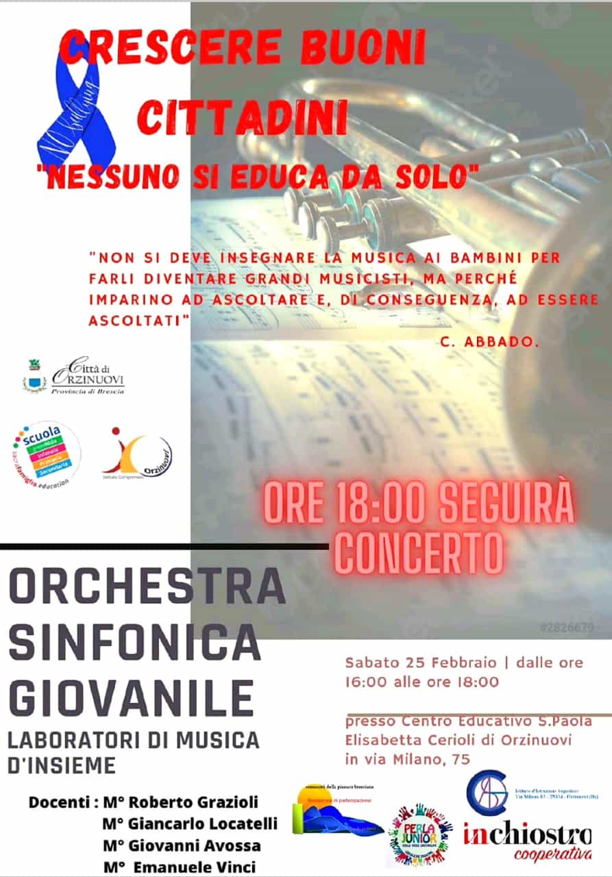 Sabato concerto a Orzinuovi (Centro Santa Paola Cerioli) con l’Orchestra Sinfonica Giovanile di Roberto Grazioli