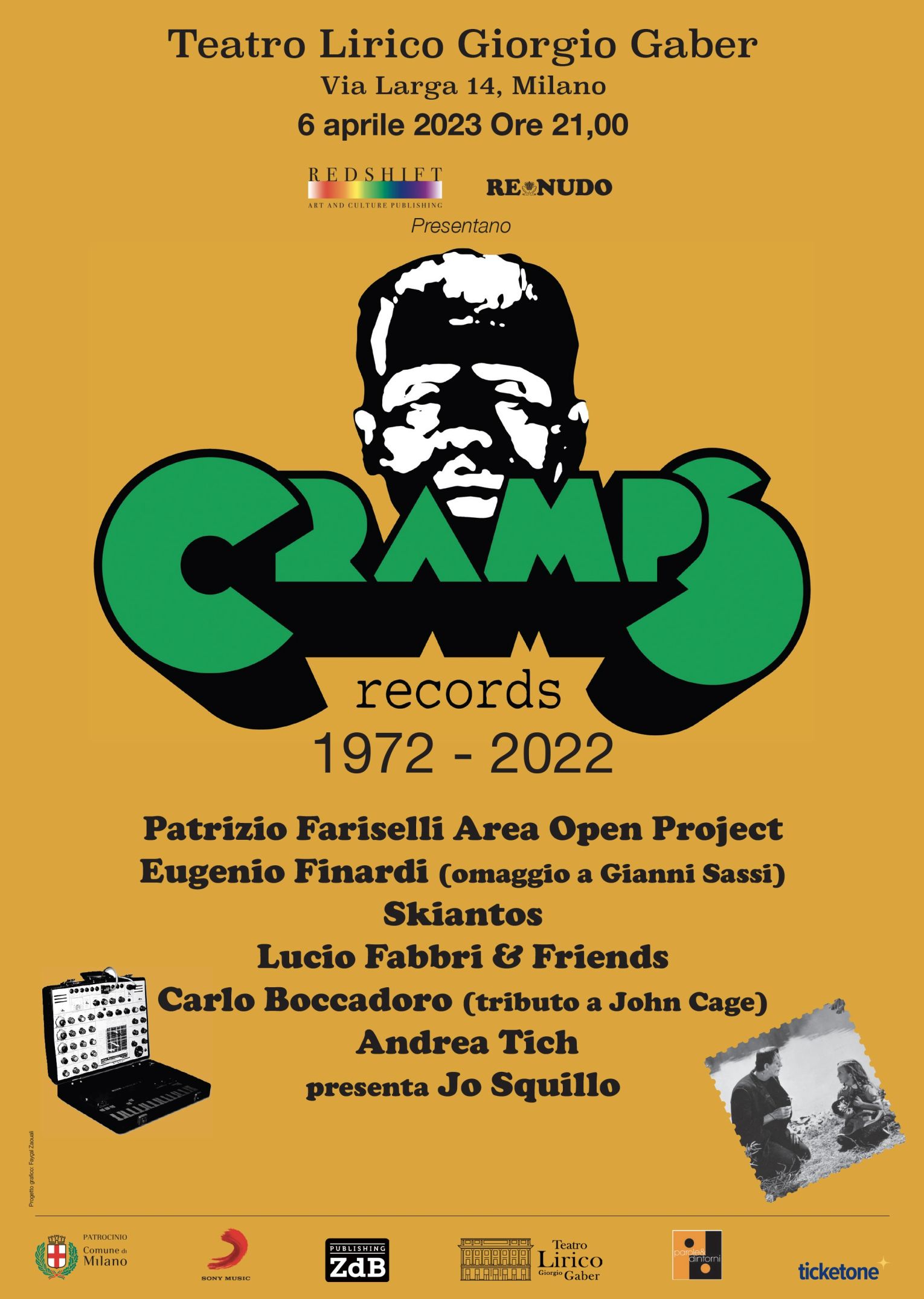 Il 6 aprile a Milano al Teatro Lirico una serata per celebrare i 50 anni della Cramps