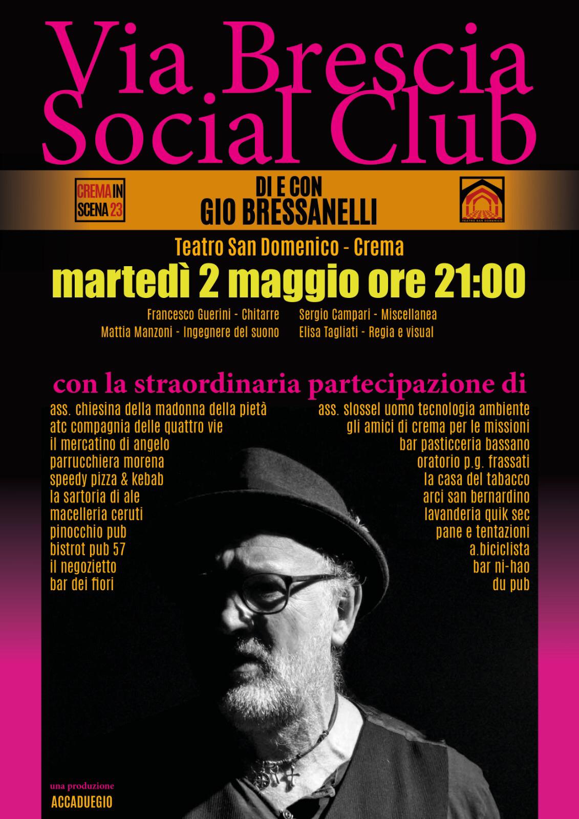 Via Brescia Social Club, il recitalcantando che racconta il territorio di Gio Bressanelli