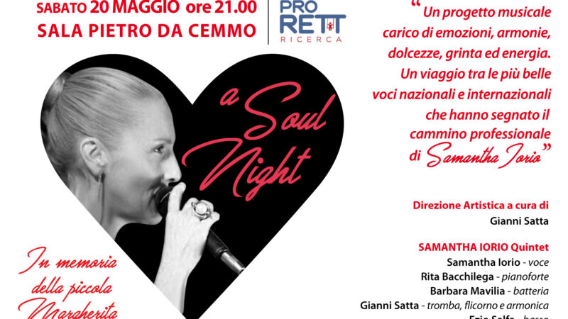 A soul night, torna a Crema Pro RETT ricerca onlus con un concerto di Samantha Iorio il 20 maggio
