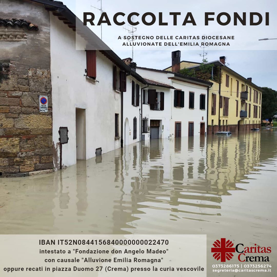 Caritas, raccolta fondi per l’alluvione in Emilia Romagna