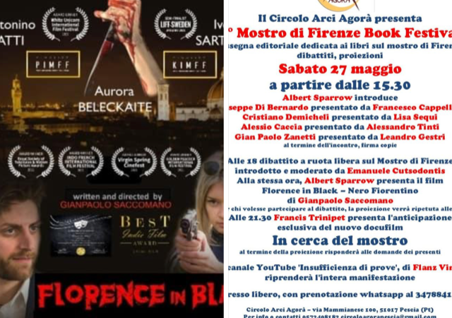Al ‘Mostro di Firenze Book Festival’ci sarà pure il film di Saccomano ‘Florence in Black -Nero Fiorentino’