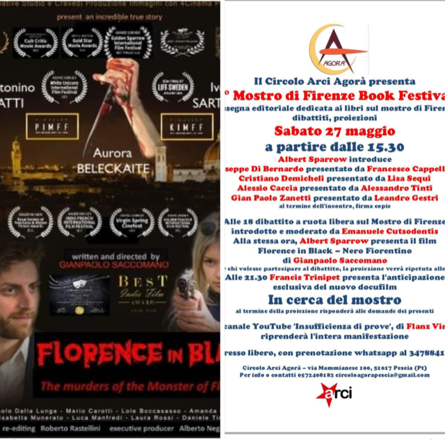 Al ‘Mostro di Firenze Book Festival’ci sarà pure il film di Saccomano ‘Florence in Black -Nero Fiorentino’