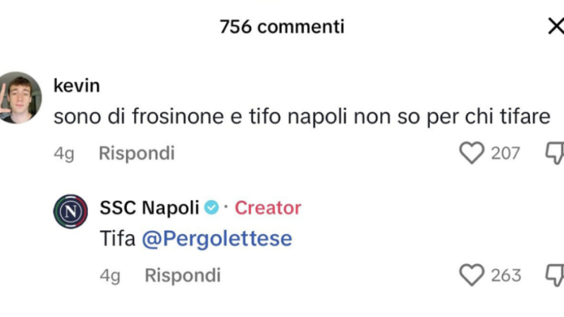 Clamoroso a Napoli: via social, il team azzurro campione d’Italia, consiglia i tifosi confusi e felici, di tifare la Pergolettese
