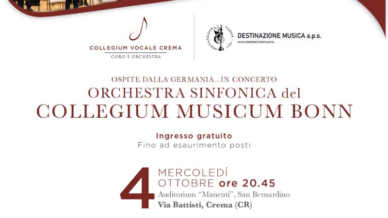 Il Collegium Musicum Bonn a Crema  Nella Chiesa-Auditorium di S. Bernardino il prossimo 4 ottobre