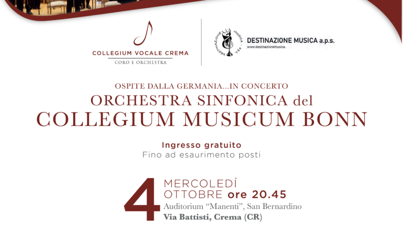 Il Collegium Musicum Bonn a Crema  Nella Chiesa-Auditorium di S. Bernardino il prossimo 4 ottobre