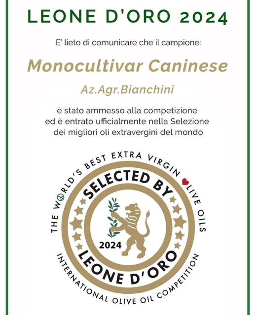 L’Evoluzione dell’Azienda Agricola Bianchini prosegue alla grande: tra i migliori al mondo il loro olio Caninese