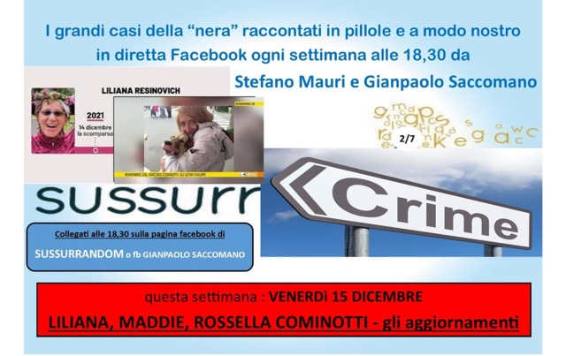Gianpaolo Saccomano venerdì con SussurCRIME parlerà dell’omicidio dell’edicolante cremonese Rossella Cominotti